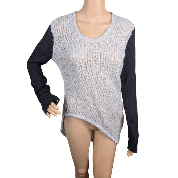 Helmut Lang Plaited Boucle Mohair Alpaca Asymmetric Colorblock Tunic Sweater S - Picture 4 of 11